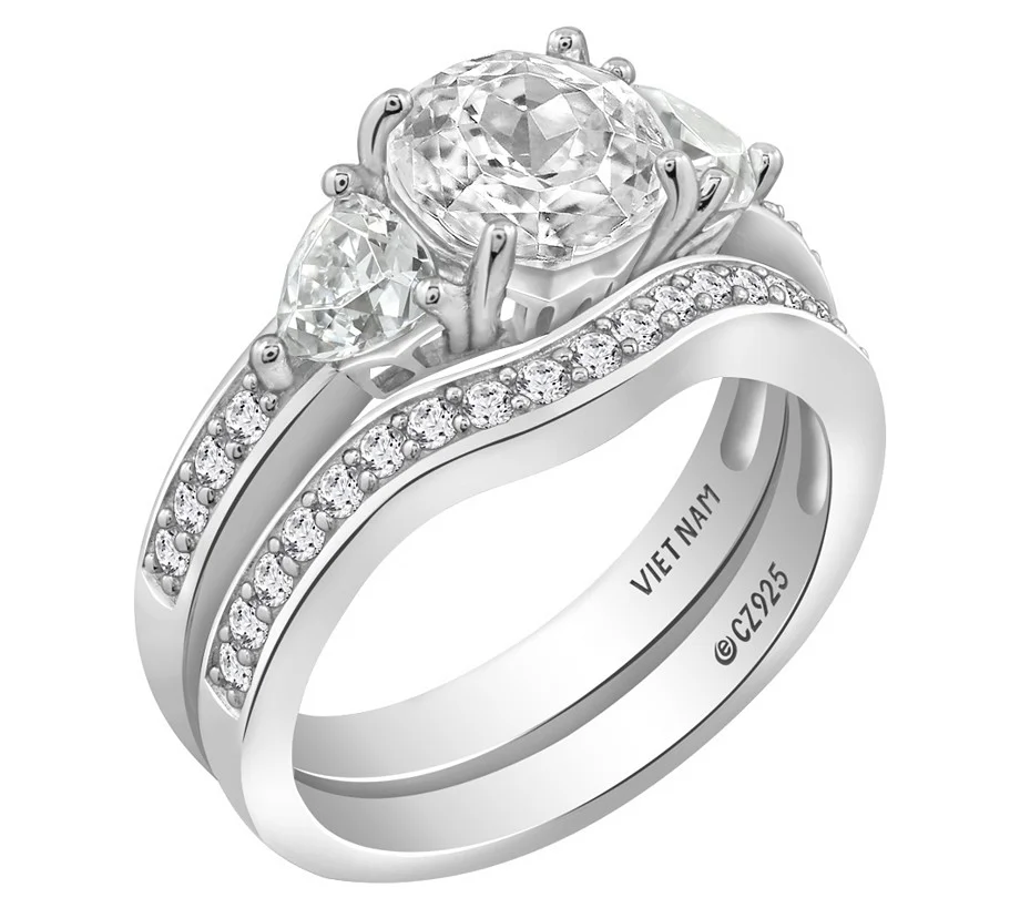 Diamonique 3.35 cttw Bridal Ring Set, S terlingSilver