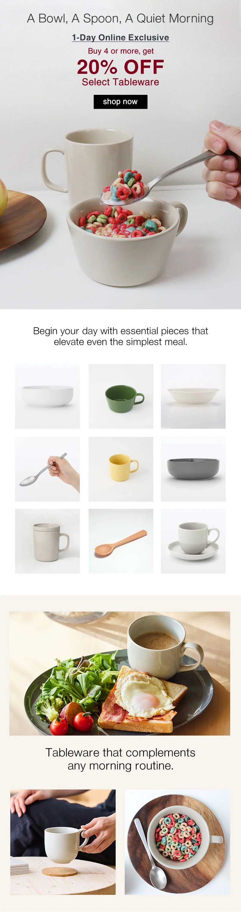 Online Exclusive: Buy 4 or more, get 20% OFF select tableware