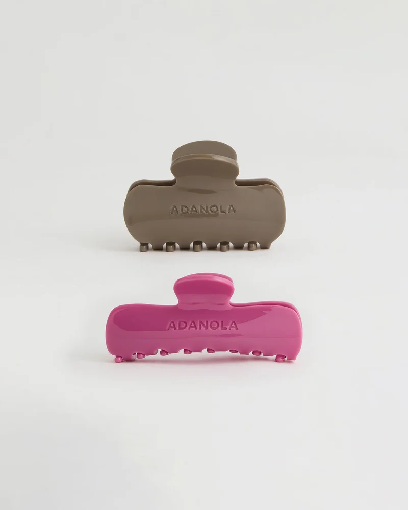 Image of 2 Pack Hair Clips - Deep Pink/Dusty Brown