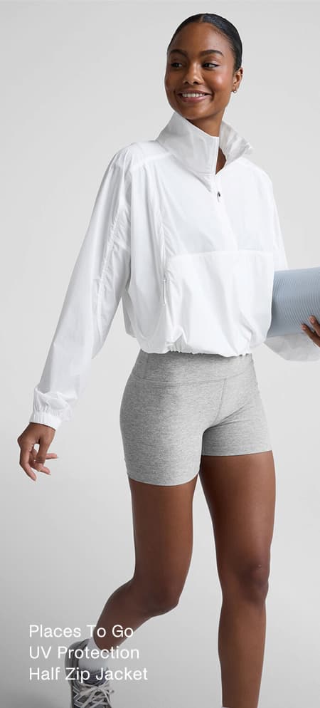 Places To Go UV Protection Half Zip Jacket in White
