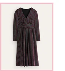 Ruched Sparkle Midi Dress - Multi Stripe