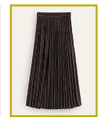 Jersey Metallic Pleated Skirt - Multi Stripe