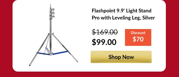 Flashpoint 9.9' Light Stand Pro with Leveling Leg, Silver