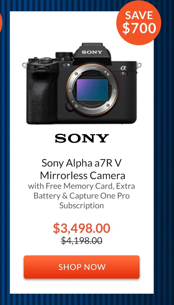 Sony Alpha a7R V Mirrorless Camera  Free SanDisk 256GB Extreme PRO Memory Card, Extra Battery & Capture One Subscription