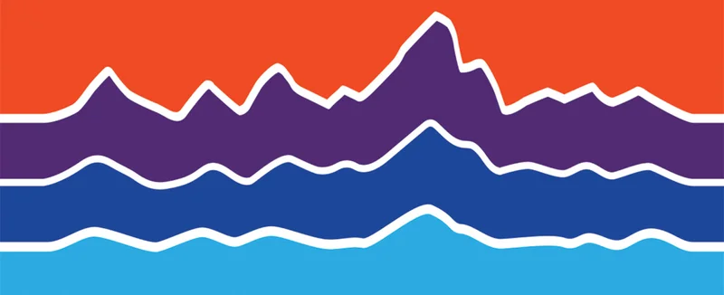 Colorful mountain graphic.