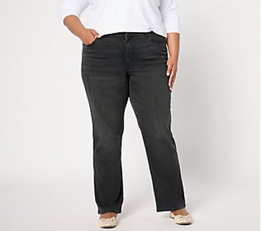 Me by Jennie Garth Regular Washed Blk Straight Leg Jeans  Size Plus 26  Washed Black