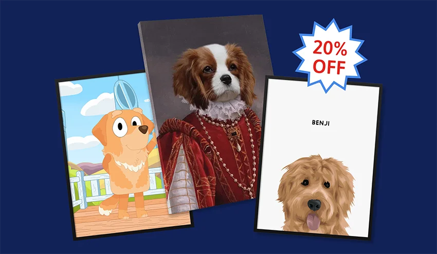 Pet portrait collage. Shop 20% Off everything!