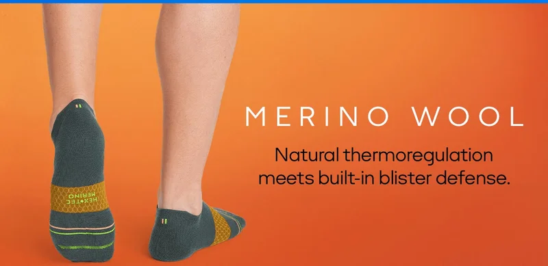 MERINO WOOL Natural thermoregulation meets built-in blister defense.