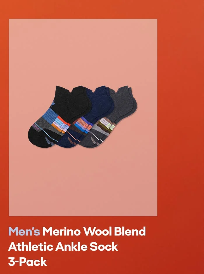 Men's Merino Wool Blend Athletic Ankle Sock 3-Pack
