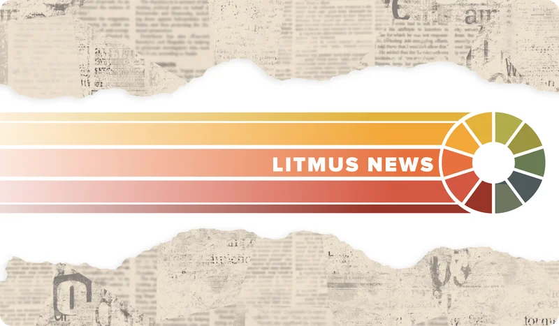 Litmus News logo with torn newspaper border.
