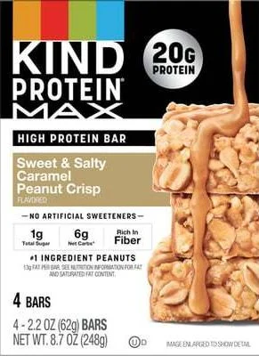Image of KIND Sweet & Salty Caramel Peanut Crisp Protein Max Bar (12 CT)