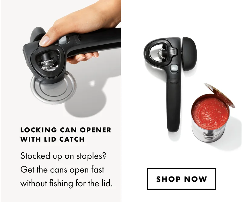 Locking can opener with lid catch