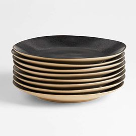 Marin Black Recycled Dinner Plates, Set of 8