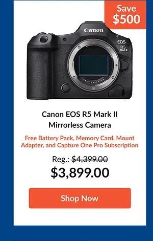Canon EOS R5 Mark II Mirrorless Camera  Free Battery Pack, Memory Card, Mount Adapter, and Capture One Pro Subscription