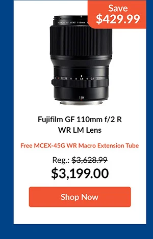 Fujifilm GF 110mm f/2 R WR LM Lens  Free MCEX-45G WR Macro Extension Tube