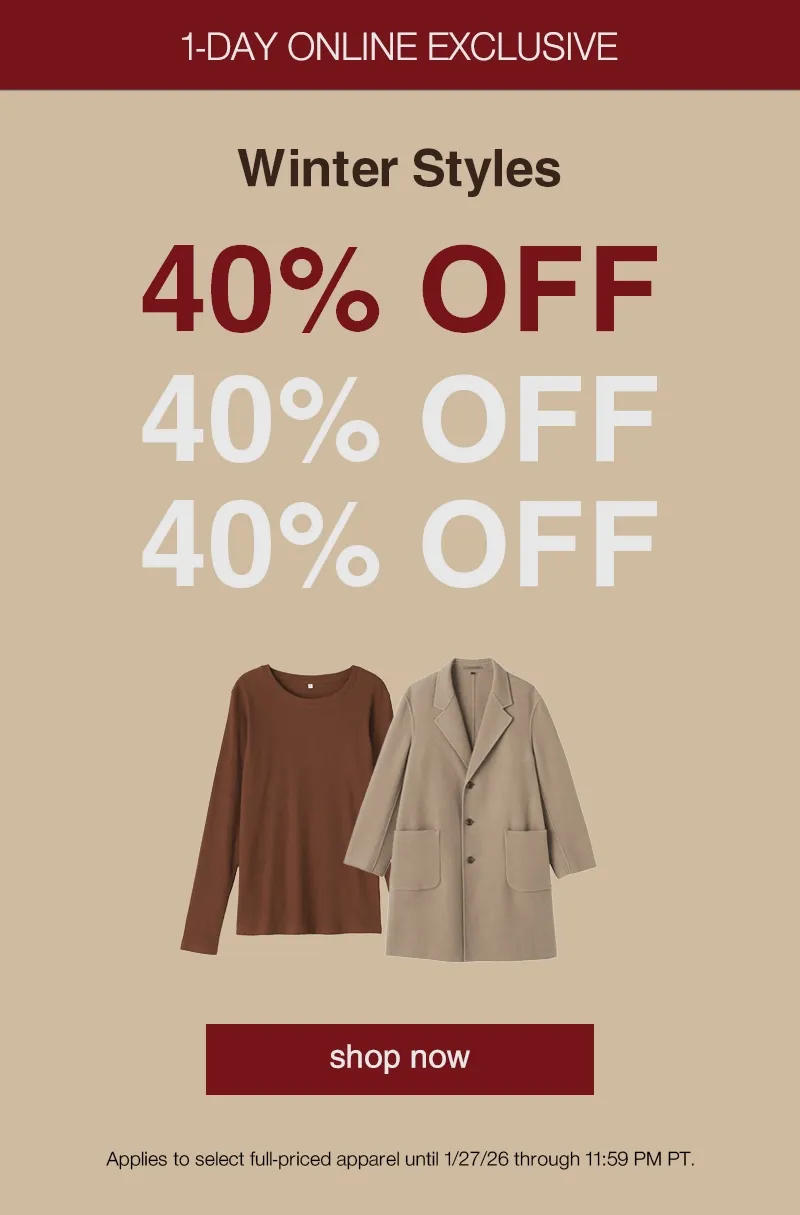 40% OFF Autumn Winter Apparel