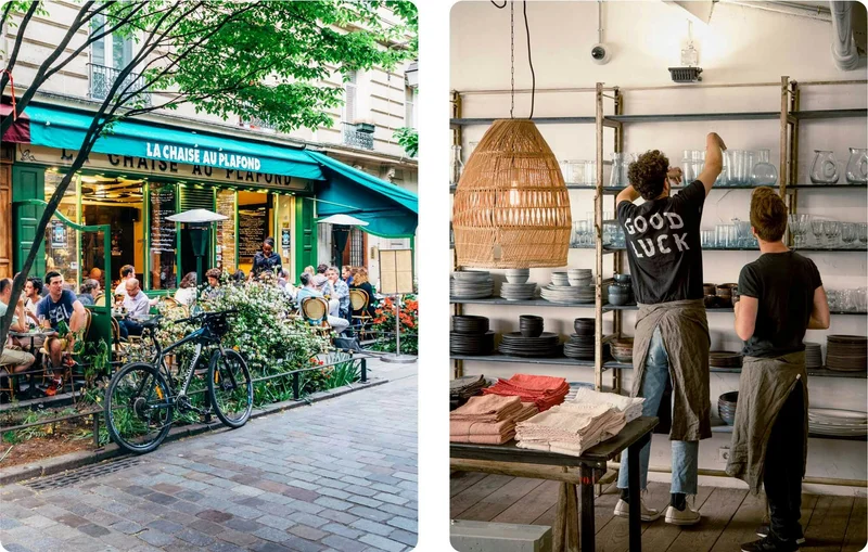 L: Paris cafe; R: Merci store