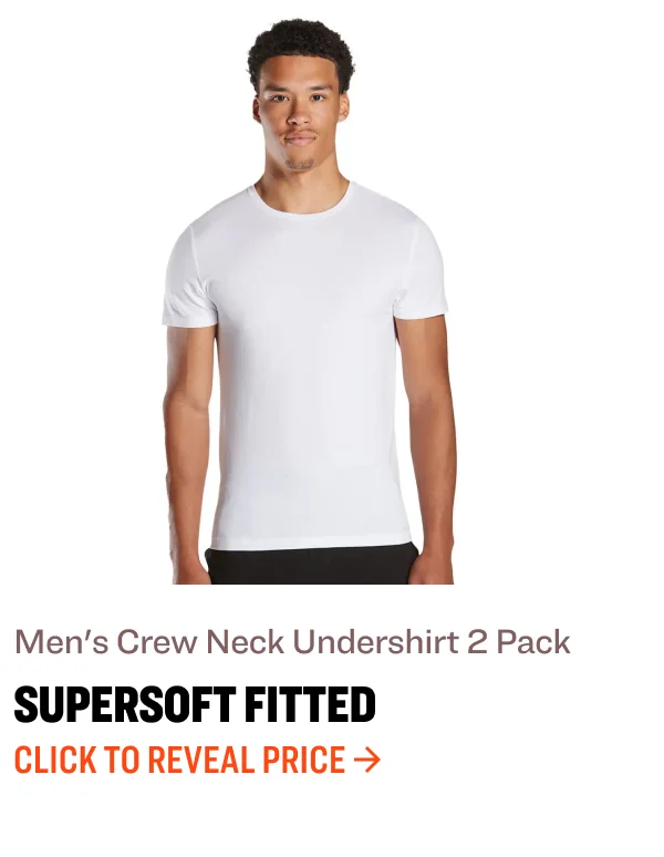 Men's V-Neck Undershirt 2 Pack Men's crew neck undershirt 2 pack supersoft fitted supersoft FITTED Click to reveal price Click to reveal price