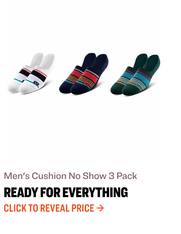 Men's cushion low cut 3 pack Men's cushion No Show 3 pack supercool ready for everything Click to reveal price Click to reveal price