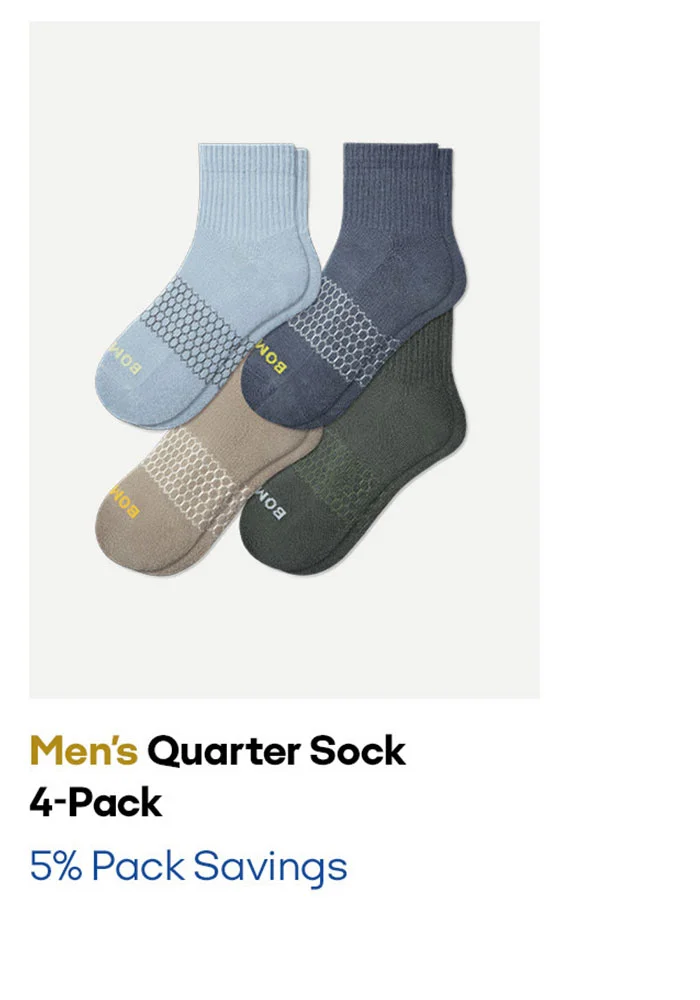 Men's Quarter Sock 4-Pack 5% Pack Savings