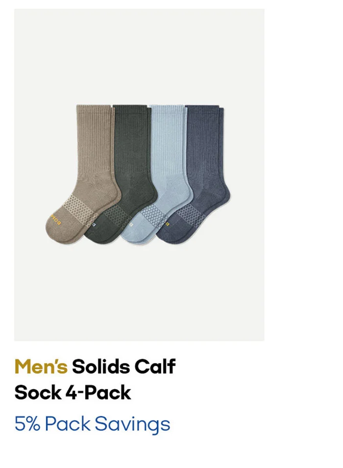 Men's Solids Calf Sock 4-Pack 5% Pack Savings