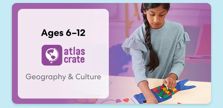 Child exploring KiwiCo World geography crate. Fun activities on culture and world exploration for ages 6–12+
