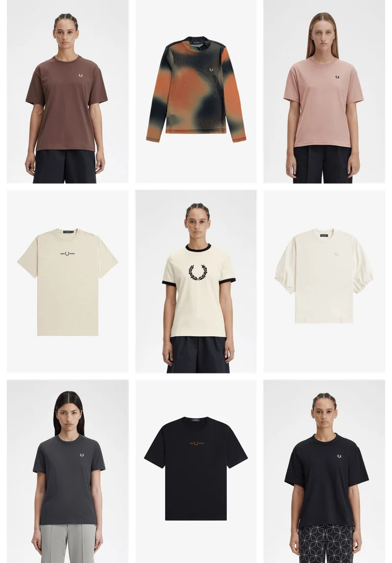 Picture collage of varied womens t-shirts and tops