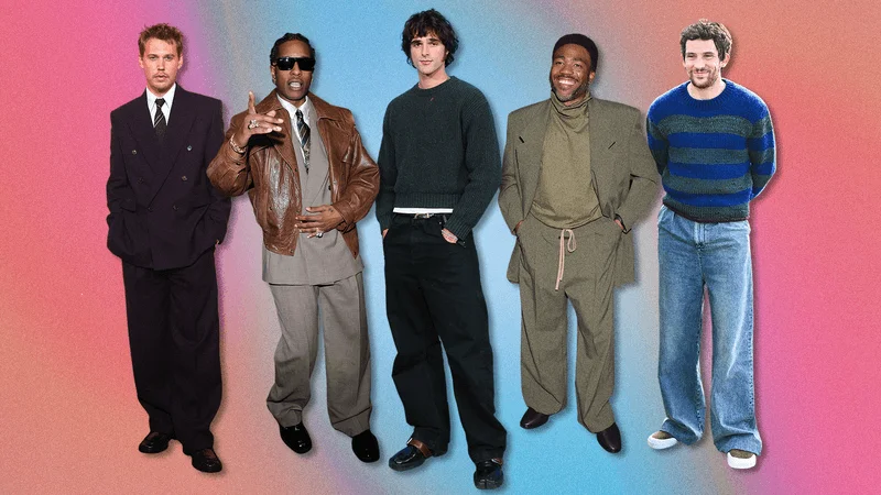 Image may contain: Donald Glover, A$AP Rocky, Austin Butler, Josh O'Connor, Clothing, Coat, Jacket, Adult, and Person