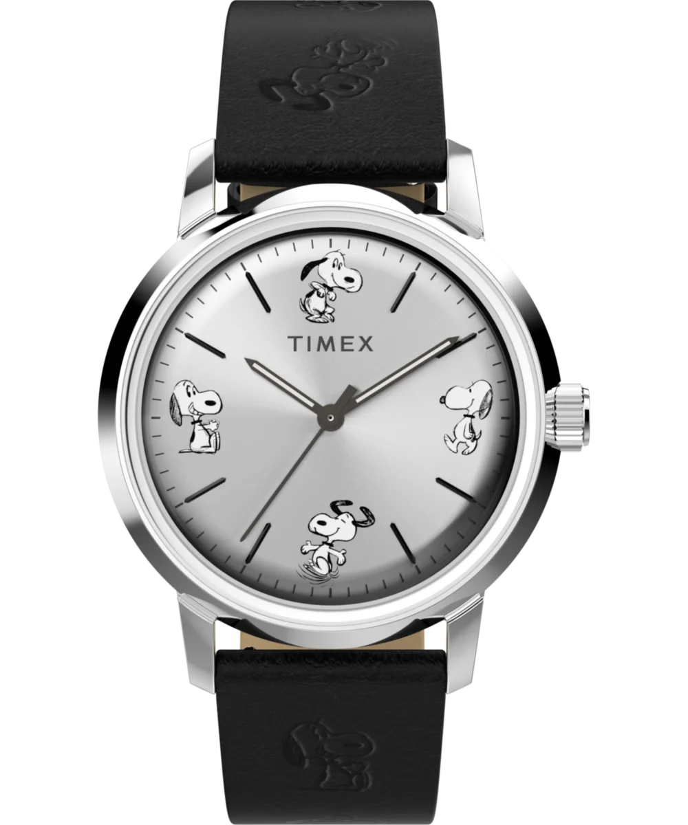 Image of Marlin® Automatic x Peanuts Sketch 40mm Leather Strap Watch