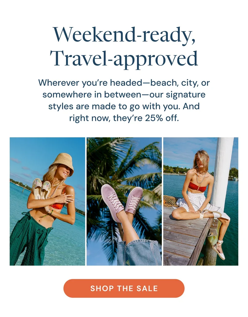 Weekend-ready, travel-approved. Shop the sale