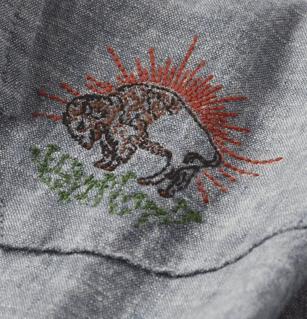 Buffalo stitching detail on the shoulders.
