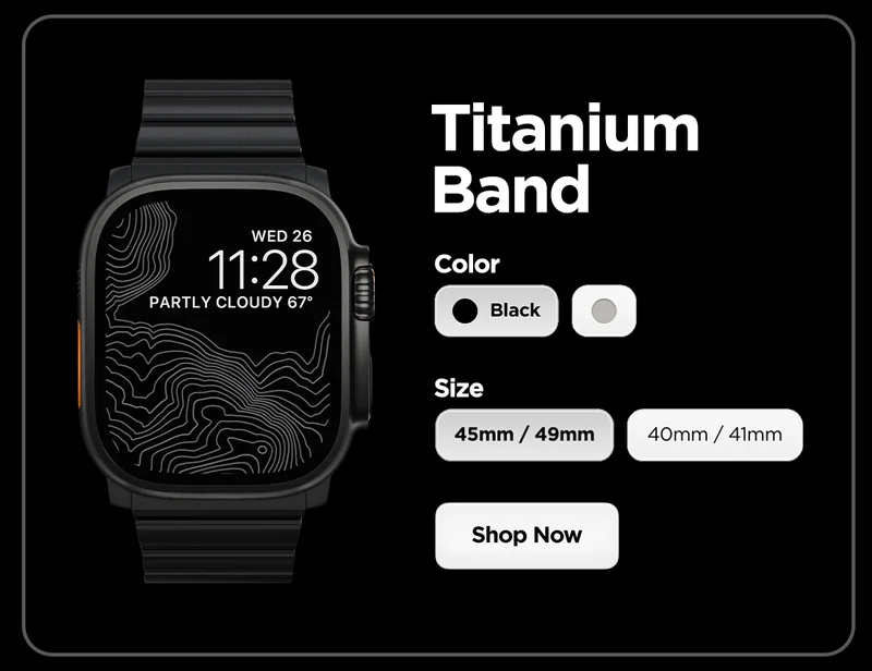 Titanium Band in Black or Natural Hardware.