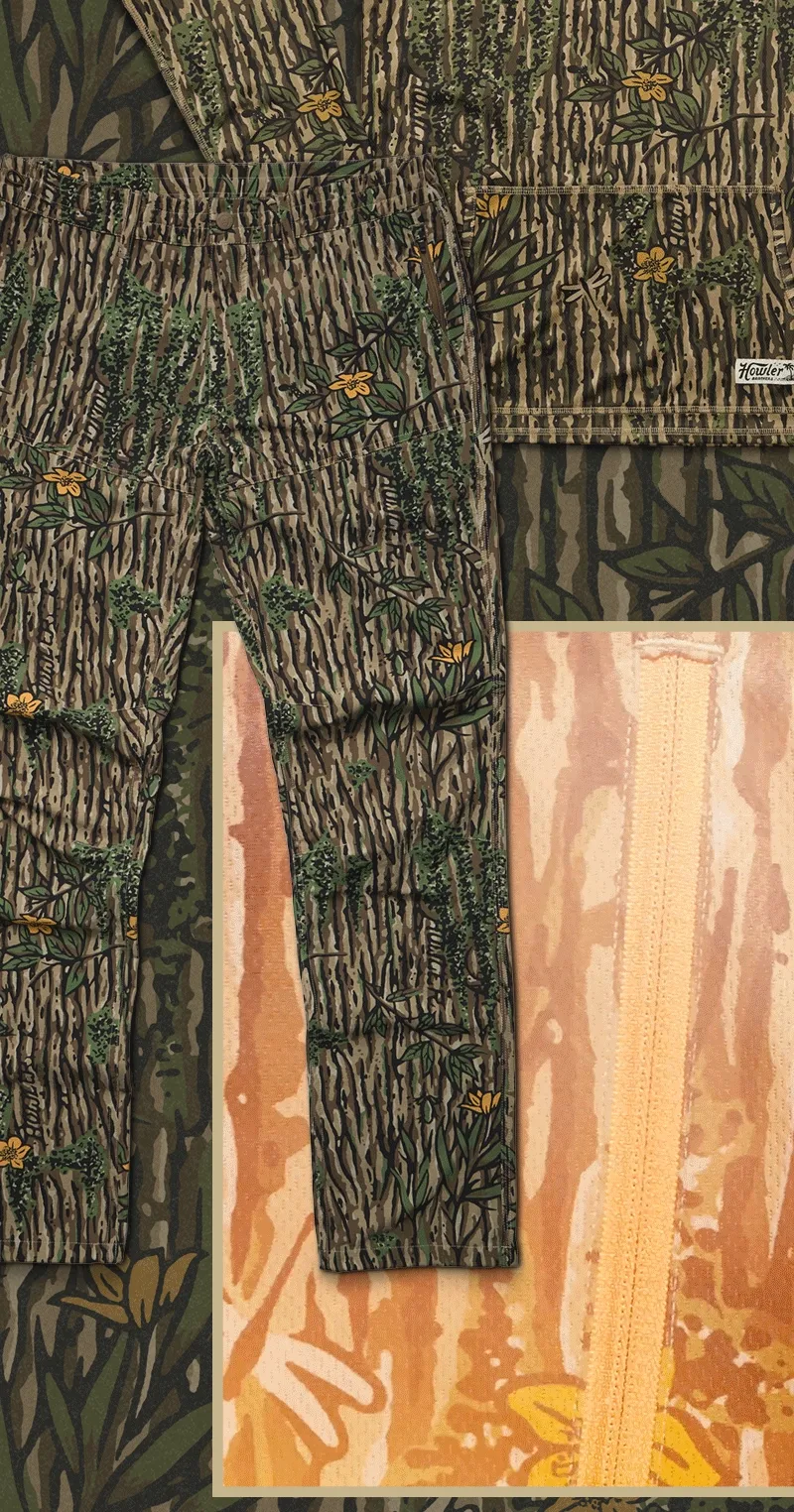 Trying to blend into your surroundings? Try on Swamp Country, our brand new print that’s been hiding among the Spring 2025 Collection until now! Inspired by the sights and sounds of the boggy lowlands near and far, this limited drop will give you the edge you’ve been seeking.