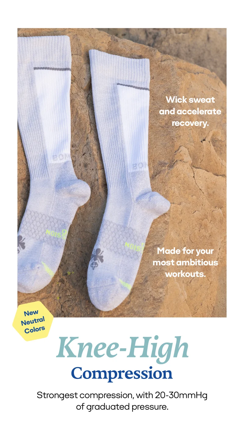 Knee-High Compression | Strongest compression, with 20-30mmHg of graduated pressure.