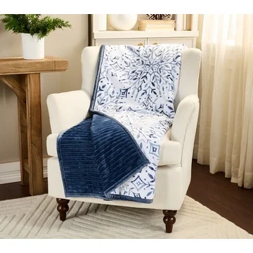 Home Reflections Reversible Plush Oversized 60" x 80" Throw