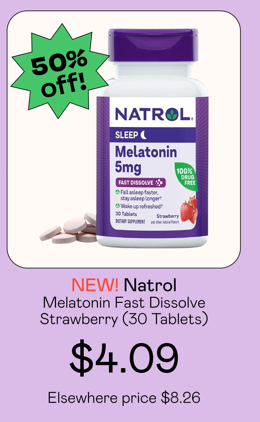 Melatonin Fast Dissolve Strawberry (30 Tablets)