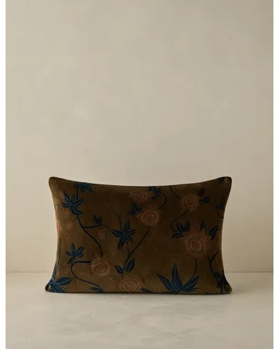 Royce Velvet Pillow-Olive / Lumbar