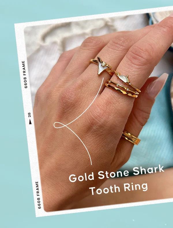 Gold Stone Shark Tooth Ring