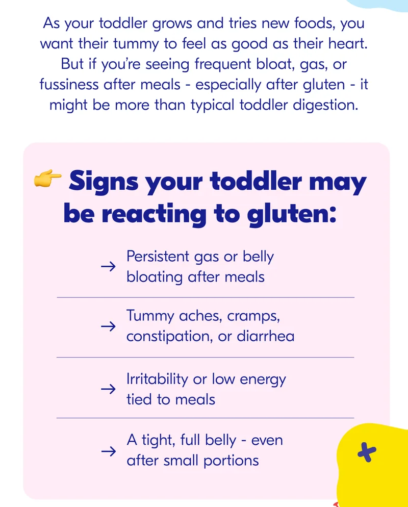 👉 Signs your toddler may be reacting to gluten: