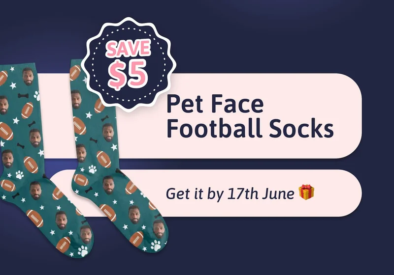Pet Face Football Socks (Save $5) Get it by 17th Jun