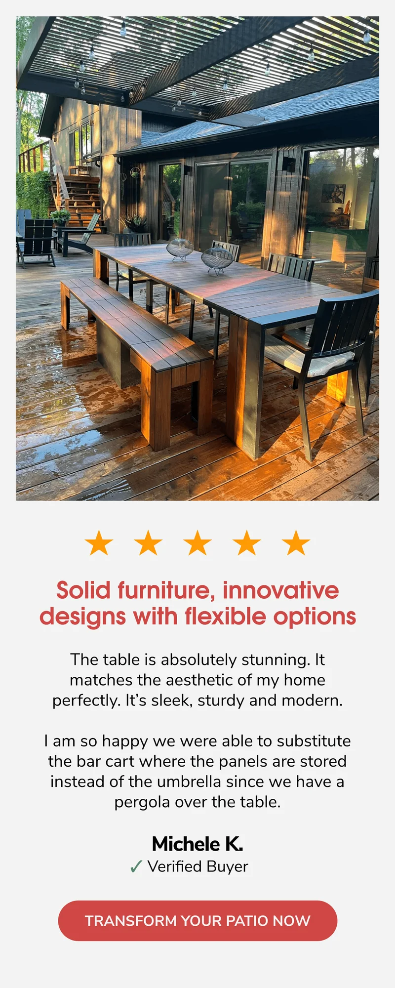 Why Michele Loves Her Transformer Outdoor Dining Set