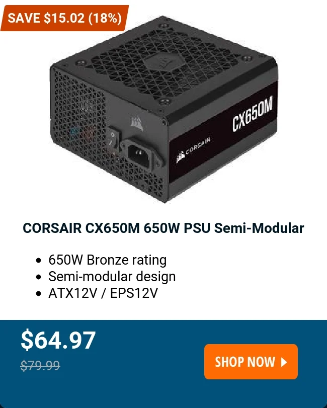 CORSAIR CX650M 650W PSU Semi-Modular