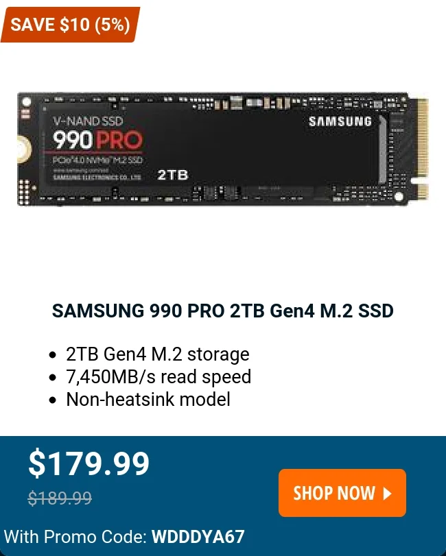 SAMSUNG 990 PRO 2TB Gen4 M.2 SSD
