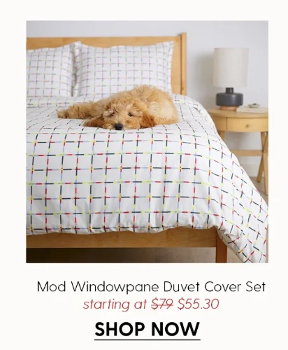 Mod Windowpane Brushed Cotton Duvet Cover Set