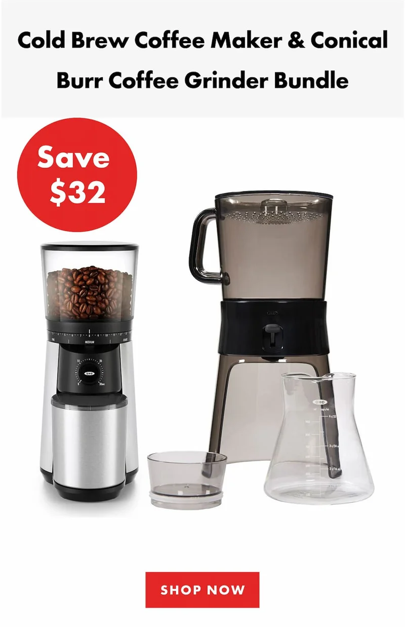 Cold Brew Coffee Maker & Conical Burr Coffee Grinder Bundle. Save $32 | SHOP NOW