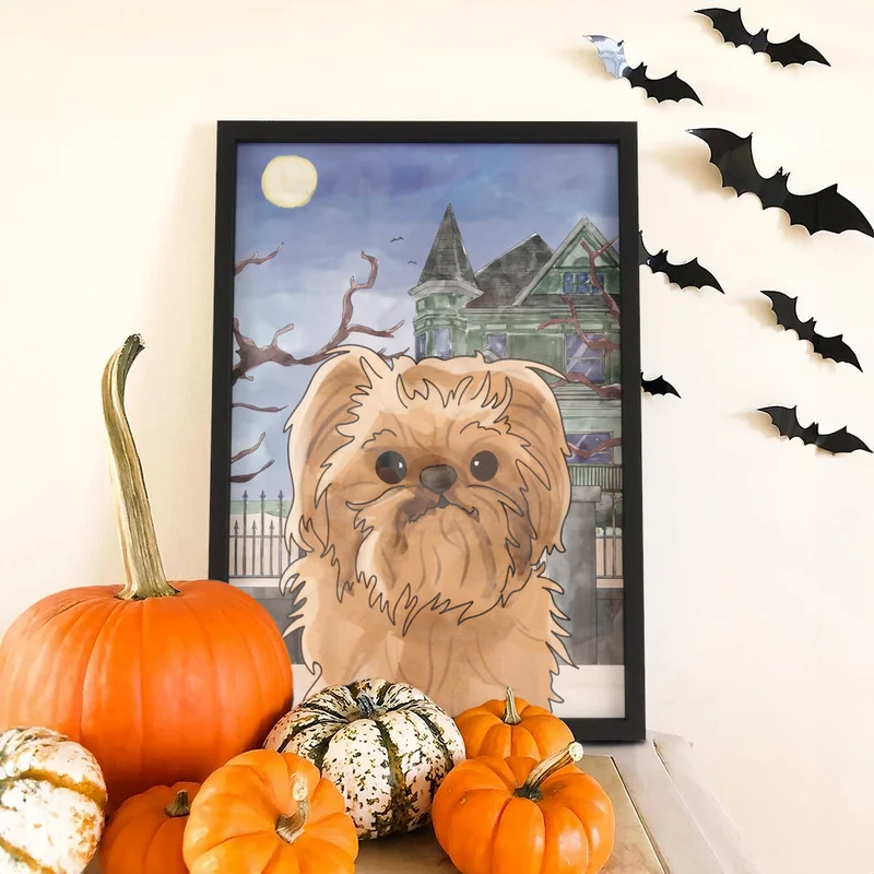 Image of Halloween Watercolor Pet Portrait - One Pet