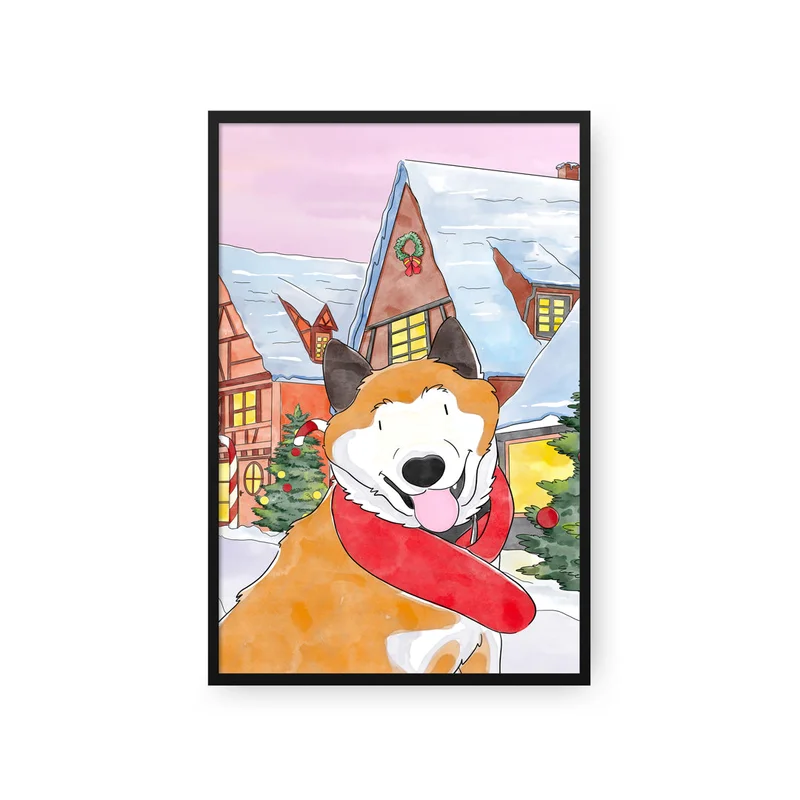 Image of Christmas Watercolor Pet Portrait - One Pet