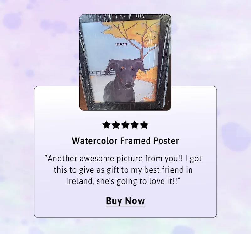 Watercolor Framed Poster Pet Portrait - Buy Now