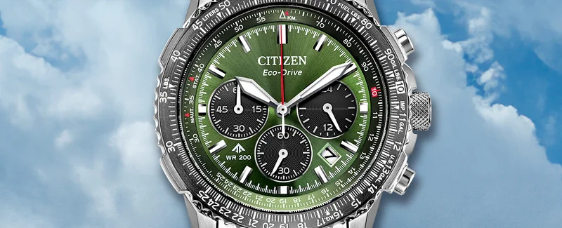 Close up of the green dial Promaster Navihawk