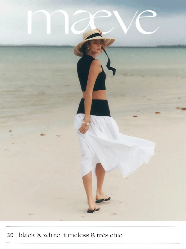 maeve black and white, timeless and tres chic